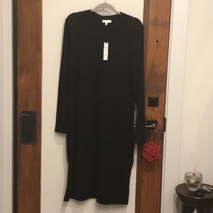 XL - Long sleeve black midi dress - casual